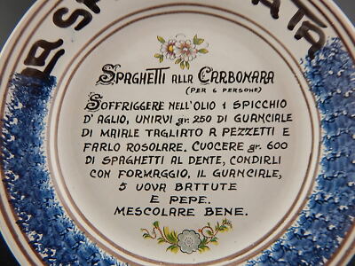VINTAGE PIATTO ARTISTI DELLA CERAMICA SPAGHETTATA DIPINTO A MANO CAVA TIRRENI #