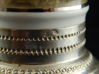 PREZIOSA TAZZINA BASE E PIATTINO ARGENTO 800 PORCELLANA MAS REGIO CAPODIMONTE