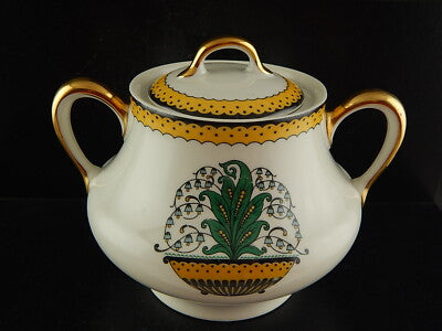 ANTICA ZUCCHERIERA POTICHE ART DECO BERNARDAUD & CO LIMOGES PORCELLANA ANNI 30