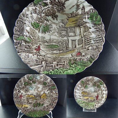 VINTAGE CERAMICA SERVIZIO DESSERT 13 PZ THE HUNTER MYOTT ENGLAND IL CACCIATORE