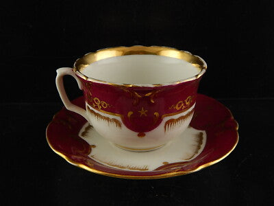 ANTICA RARA TAZZA PIATTINO PORCELLANA PARIGI PRIMO 800 BIANCO PORPORA ORO #7213