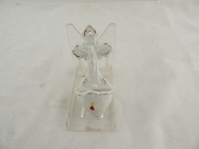 ANTICA RARA ACQUASANTIERA ACQUASANTINO PORCELLANA BISCUIT VECCHIA PARIGI