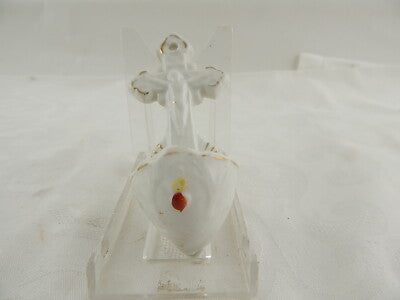 ANTICA RARA ACQUASANTIERA ACQUASANTINO PORCELLANA BISCUIT VECCHIA PARIGI