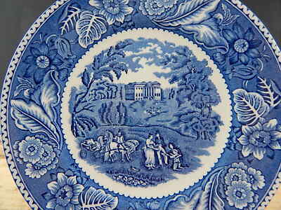 ANTICO PIATTO CERAMICA WOOD&SONS BURSLEM ENOCH1784RALPH1750 WOODLAND BLU