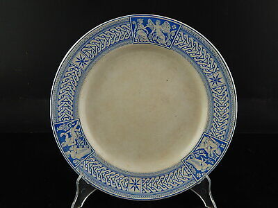 ANTICO RARO PIATTO CERAMICA POTTERY WEDGWOOD ETRUSCAN META' 800 BIANCO BLU