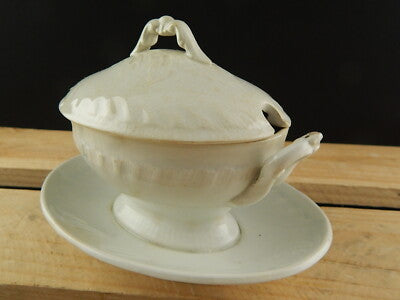 ANTICA RARA SALSIERA CERAMICA LOMBARDA BIANCA ELEFANTINO DECORO COUNTRY CHIC