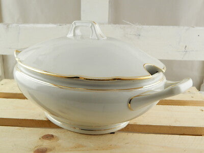 ANTICA ZUPPIERA ART DECO CERAMICA BIANCA MANIFATTURA DEL VIVO SESTO FIRENZE 1930