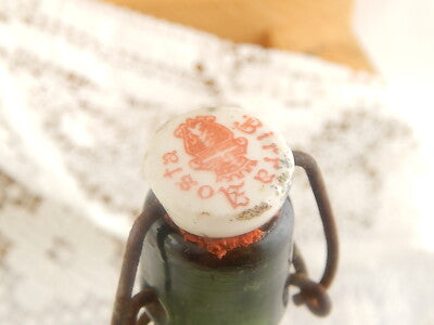ANTICA RARA BOTTIGLIA VETRO DOPPIO SPESSORE VERDE BIRRA AOSTA PUBBLICITARIO