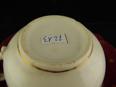 ANTICA RARA TAZZA PIATTINO PORCELLANA PARIGI PRIMO 800 BIANCO PORPORA ORO #7213