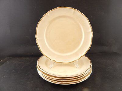 ANTICO SET 6 PIATTI PIANI PORCELLANA CREMA PROFILO ORO VILLEROY&BOCH METTLACH #