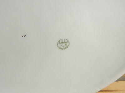 ANTICA ART DECO ZUPPIERA CENTROTAVOLA PORCELLANA BIANCA BLU CHODAU BOHEMIA