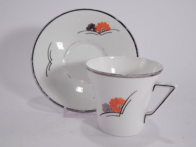 VINTAGE MID-CENTURY 6 SET TAZZA E PIATTINO PORCELLANA INGLESE C.W.S. WINDSOR