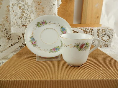 PREZIOSO RICHARD SET CAFFE' TAZZA E PIATTO CERAMICA SECONDA METÀ 800 DIPINTO