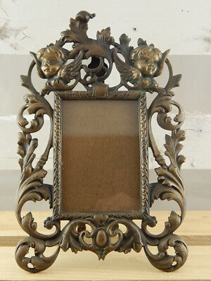 ANTICA PREGEVOLE CORNICE PORTARITRATTI FOTO FUSIONE BRONZO AUTENTICA LIBERTY