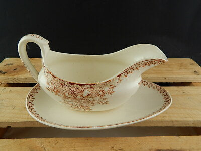 ANTICA RARA SALSIERA CERAMICA TERRE DE FER LONGWY MODELLO MARLY FRANCE 1800