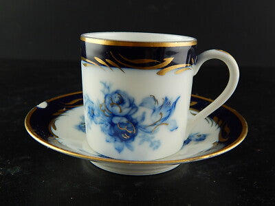 VINTAGE RARA TAZZINA PORCELLANA COLLEZIONE LIMOGES BLU ORO DIPINTO MANO DIFETTO