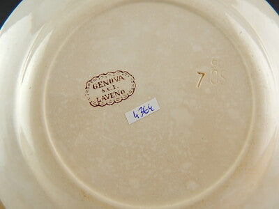ANTICO RARO PIATTO CERAMICA SCI LAVENO MARCHIO INCUSSO COLLEZIONE GENOVA #4364