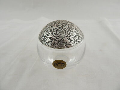 BOCCIA CRISTALLO RCR CON COPERCHIO ARGENTO PLACCATO CESELLATO A MANO SHERATON