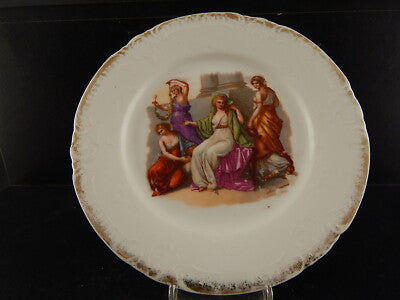 ANTICO PIATTO PORCELLANA LIBERTY DIPINTO A KAUFFMANN DA COLLEZIONE