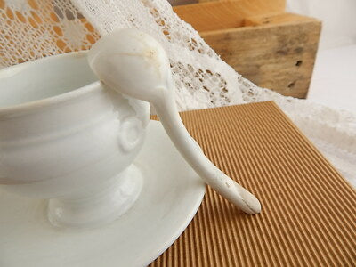 ANTICA SALSIERA MOSTARDIERA CERAMICA RICHARD MILANO FINE 1800 CON MESTOLINO