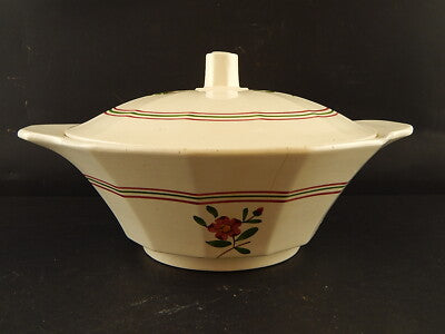 ANTICA ART DECO ZUPPIERA CENTROTAVOLA CERAMICA SARREGUEMINES DIPINTA A MANO