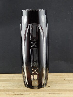 ANTICO PREZIOSO IMPORTANTE VASO CRISTALLO ART DECO BOEMIA MOLATO INCISO