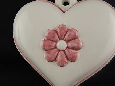 VINTAGE RARA FORMELLA CERAMICA DESIGNER LENE THUN CUORE ROSA VECCHIA THUN
