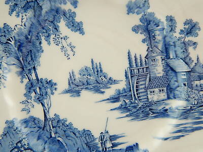 VINTAGE PIATTO PORCELLANA JOHNSON BROS THE OLD MILL INCISIONE A MANO