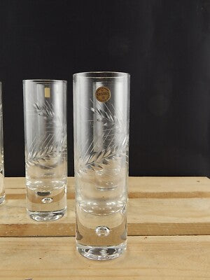 CRISTALLERIA MUNDGEBLASEN 6 BICCHIERI CRISTALLO BIBITA TE FREDDO INCISI A MANO