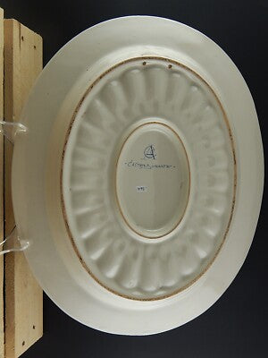 VINTAGE PIATTO OVALE VASSOIO MAIOLICA ITALIA CASTEL DURANTE DIPINTO MANO STEMMA