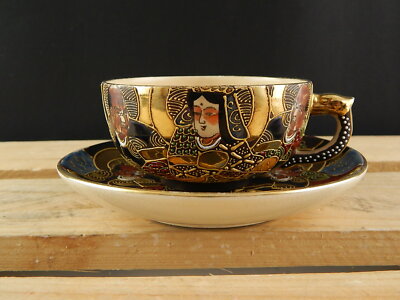 ANTIQUARIATO ORIENTALE 1920 CERAMICA GIAPPONE SATSUMA SHIMAZU CREST TAZZA TÈ