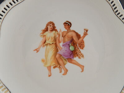 ANTICO ART NOUVEAU PREZIOSO PIATTO TRAFORATO PORCELLANA SCHUMANN 1920 BAVARIA