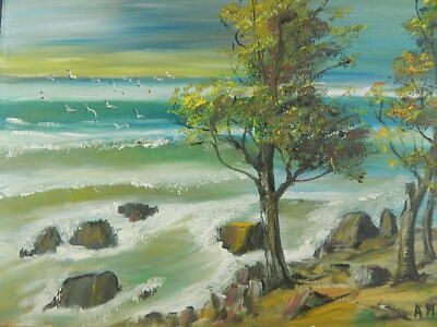 VINTAGE 1974 MARINA DIPINTO A OLIO SU TELA FIRMATA NESO ITALIAN MARINE PAINTING