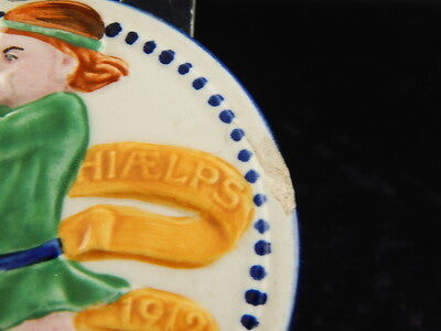 ANTICA RARA PLAQUETTE COPENHAGEN CERAMICA ALUMINIA 1912 CHILD WELFARE DAY PLATE