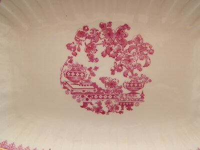 ANTICO VASSOIO PIATTO MANICI PORCELLANA PROFILO ORO TUPPACK TIEFENFURT FUCSIA