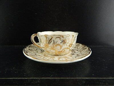 ANTICA RARA TAZZA SARREGUEMINES DIGOIN 1920 CERAMICA BIANCA ORO ZECCHINO #6556