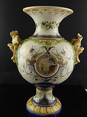 ANTICO PREZIOSO VASO CERAMICA MAIOLICA SESTO FIORENTINO RAFFAELLESCHE GROTTESCHE