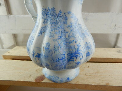 ANTICA CARAFFA BROCCA TRANSFERWARE CERAMICA INGLESE VITTORIANA DECORO COLANDINE