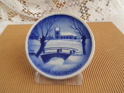 ANTICA PLAQUETTE COPENHAGEN CERAMICA ALUMINIA FAIENCE XIX SECOLO DECORO NATALE 1