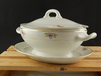 ANTICA RARA ZUPPIERA CON VASSOIO CENTROTAVOLA SOCIETÀ CERAMICA ITALIANA LAVENO