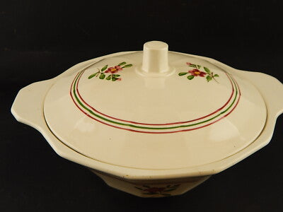 ANTICA ART DECO ZUPPIERA CENTROTAVOLA CERAMICA SARREGUEMINES DIPINTA A MANO