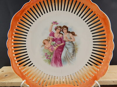 ANTICO LIBERTY 1920 SERVIZIO DESSERT 5 PIATTI TRAFORATI PORCELLANA BOEMIA UNION