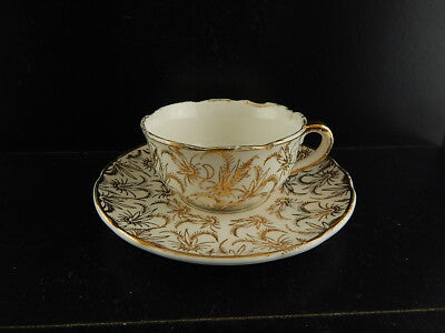 ANTICA RARA TAZZA SARREGUEMINES DIGOIN 1920 CERAMICA BIANCA ORO ZECCHINO #6556