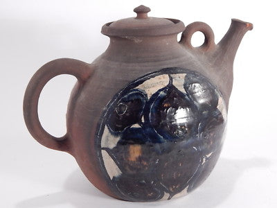 VINTAGE BOLLITORE TEIERA CERAMICA TERRACOTTA HAND-MADE FAIENCE TEA POT KETTLE