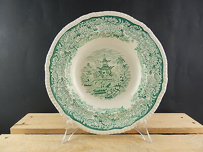 ANTICO INTROVABILE PIATTO FONDO CERAMICA RICHARD MILANO BIANCO VERDE PAGODA 3662