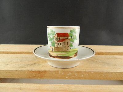 ANTICA TAZZA E PIATTO PORCELLANA IMPERO VECCHIO PARIGI DIPINTA POLICROMA #4818