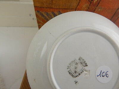 ANTICO MUSEALE PIATTO CM 14 1800 CERAMICA SARREGUEMINES BLUE FLUTED