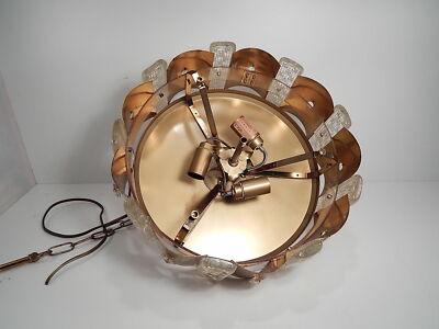 MODERNARIATO RARO LAMPADARIO OTTONE CRISTALLO DESIGNER C. FAGERLUND ORREFORS