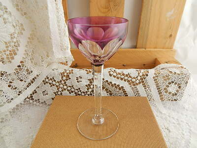 BICCHIERE CALICE CRISTALLO OSRAM COLORATO SFACCETTATO PORPORA VAL SAINT LAMBERT