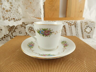 PREZIOSO RICHARD SET CAFFE' TAZZA E PIATTO CERAMICA SECONDA METÀ 800 DIPINTO